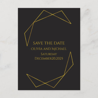 Elegant dark and gold save the date card aankondigingskaart