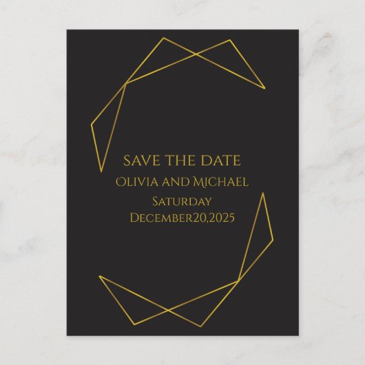 Elegant dark and gold save the date card aankondigingskaart (Voorkant)