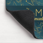 Elegant Dark Blauwgroen Blue & Gold Foil Floral Mo Muismat (Hoek)