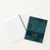 Elegant Dark Blauwgroen Blue & Gold Foil Floral Mo Notitieboek (Binnen)