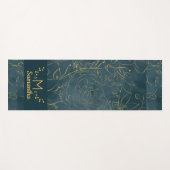 Elegant Dark Blauwgroen Blue & Gold Foil Floral Mo Yogamat (Voorkant (horizontaal))