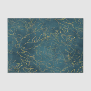 Elegant Dark Blauwgroen Blue Waterverf Gold Foil F Tissuepapier
