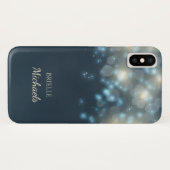 Elegant Dark Blauwgroen Bokeh Glamor Glow met naam Case-Mate iPhone Case (Achterkant (horizontaal))