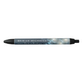 Elegant Dark Blauwgroen Bokeh Sparkle Mode Boutiqu Zwarte Inkt Pen (Voorkant)