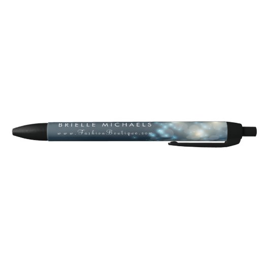 Elegant Dark Blauwgroen Bokeh Sparkle Mode Boutiqu Zwarte Inkt Pen (Bodem)