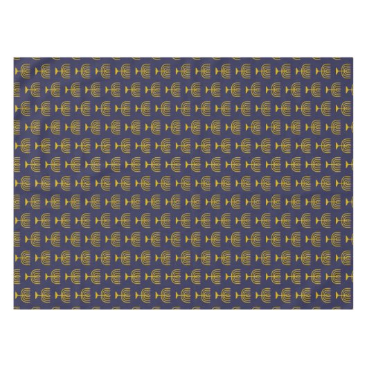 Elegant Dark Blue | Chanukah Hanukkiyah | MENORAH Tafelkleed (Voorkant (Horizontaal))