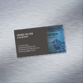 Elegant Dark Blue Circuit Board Fotoconsultant Magnetisch Visitekaartje (Voorbeeld)