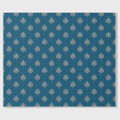 Elegant Dark Blue Damascus Pattern Cadeaupapier (Vlak)