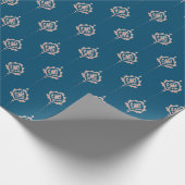 Elegant Dark Blue Damascus Pattern Cadeaupapier (Hoek)