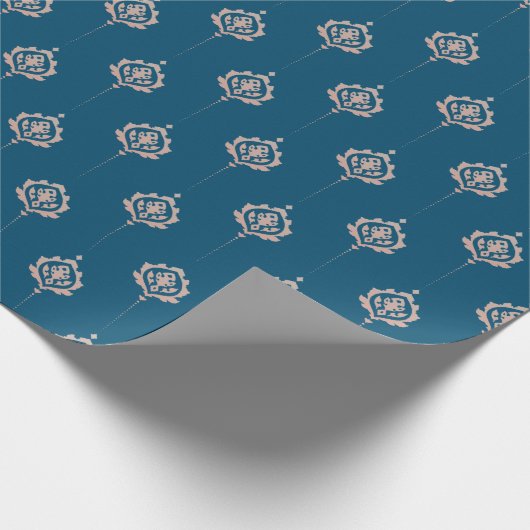Elegant Dark Blue Damascus Pattern Cadeaupapier (Hoek)