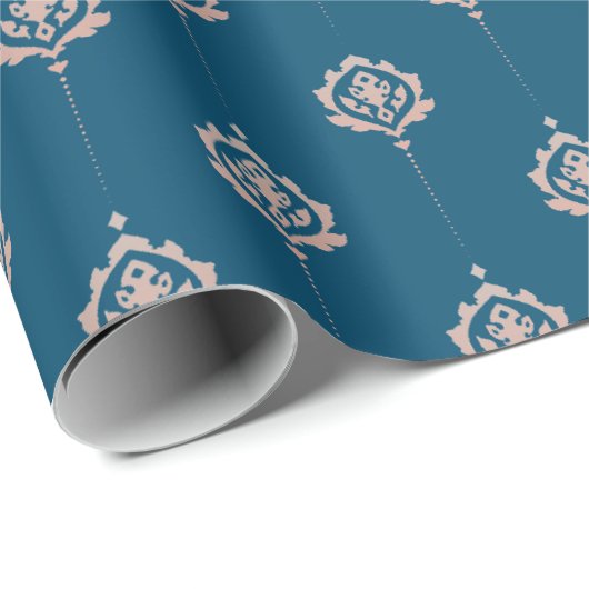 Elegant Dark Blue Damascus Pattern Cadeaupapier (Rol Hoek)