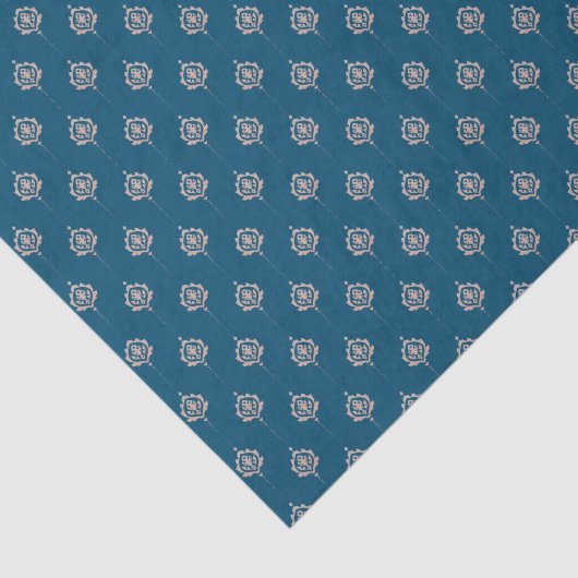 Elegant Dark Blue Damascus Pattern Tissuepapier (Detail)