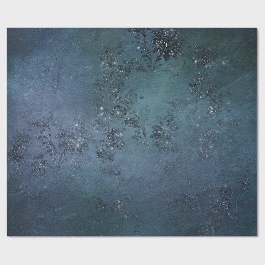 Elegant Dark Blue Embroidery Sparkle Cadeaupapier (Vlak)