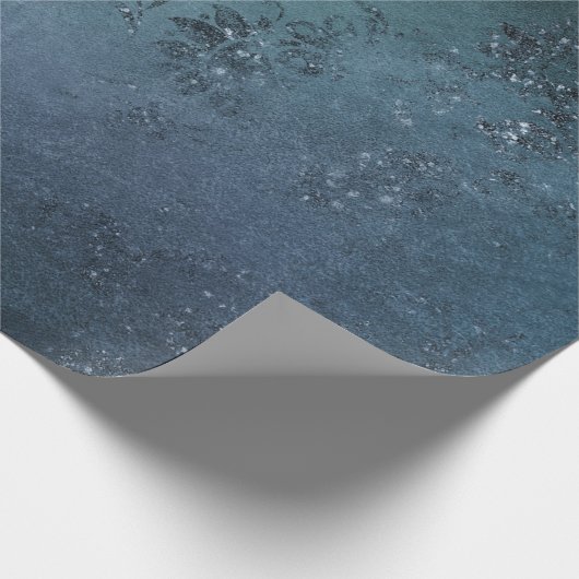 Elegant Dark Blue Embroidery Sparkle Cadeaupapier (Hoek)