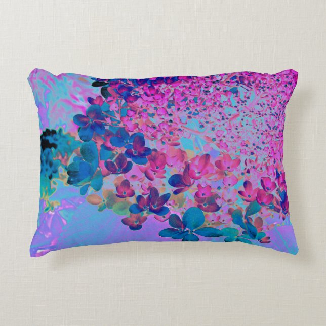 Elegant Dark Blue en Magenta Limelight Hydrangea Accent Kussen (Voorkant)