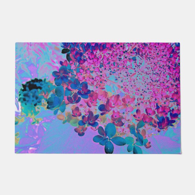 Elegant Dark Blue en Magenta Limelight Hydrangea Deurmat (Voorkant)