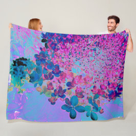 Elegant Dark Blue en Magenta Limelight Hydrangea Fleece Deken
