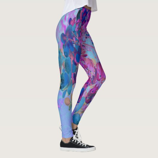 Elegant Dark Blue en Magenta Limelight Hydrangea Leggings (Rechts)
