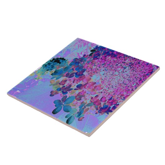 Elegant Dark Blue en Magenta Limelight Hydrangea Tegeltje (Zijkant)