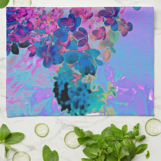 Elegant Dark Blue en Magenta Limelight Hydrangea Theedoek (Gevouwen)