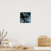 Elegant Dark Blue Floral Abstract Poster (Keuken)