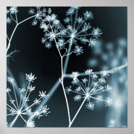 Elegant Dark Blue Floral Abstract Poster