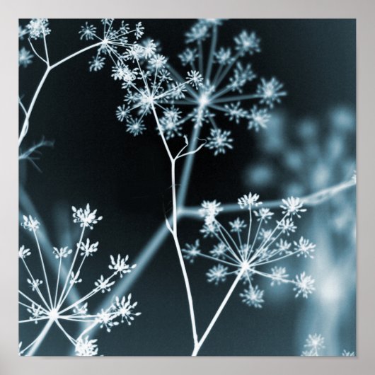 Elegant Dark Blue Floral Abstract Poster (Voorkant)