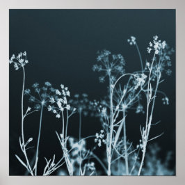 Elegant Dark Blue Floral Abstract Poster