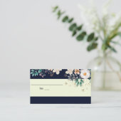 Elegant Dark Blue floral Weddennkaart Informatiekaartje (Staand voorkant)