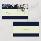 Elegant Dark Blue floral Weddennkaart Informatiekaartje (Voorkant / Achterkant)