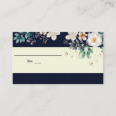 Elegant Dark Blue floral Weddennkaart Informatiekaartje (Voorkant)