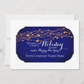 Elegant Dark Blue For Business Custom Feestdagenkaart (Voorkant)