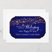 Elegant Dark Blue For Business Custom Feestdagenkaart (Voorkant / Achterkant)