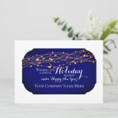 Elegant Dark Blue For Business Custom Feestdagenkaart (Staand voorkant)