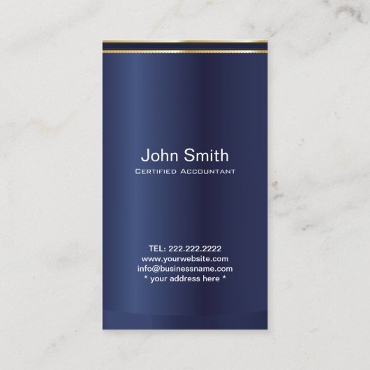 Elegant Dark Blue & Gold Accountant Visitekaartje (Achterkant)