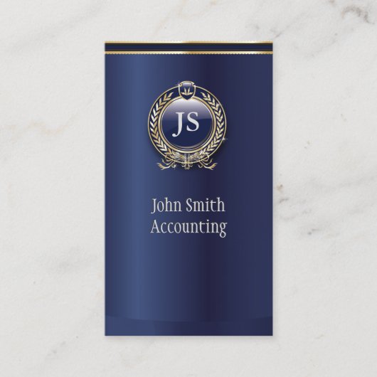 Elegant Dark Blue & Gold Accountant Visitekaartje (Voorkant)