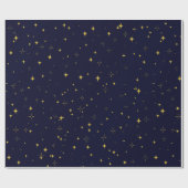 Elegant Dark Blue Gold Stars en Sparkles Gift Cadeaupapier (Vlak)