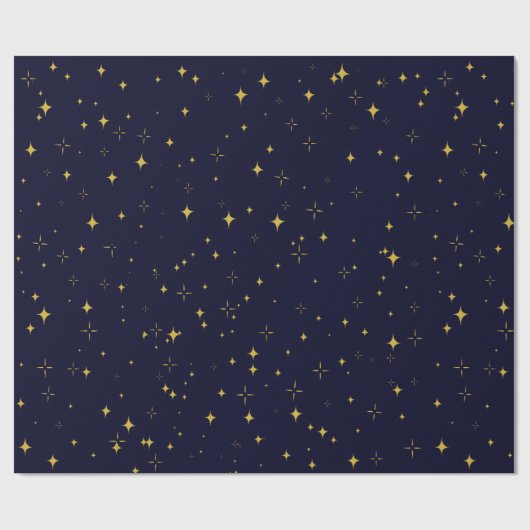 Elegant Dark Blue Gold Stars en Sparkles Gift Cadeaupapier (Vlak)