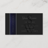 Elegant Dark Blue Grey Snake Pattern met Monogram Visitekaartje (Achterkant)