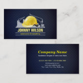 Elegant Dark Blue Grid Safety Helmet Construction Visitekaartje (Voorkant / Achterkant)