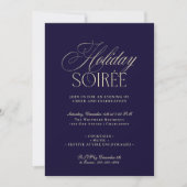 Elegant Dark Blue Holiday Dinner Party Invitation Feestdagenkaart (Voorkant)
