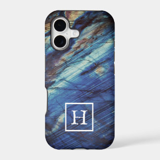Elegant Dark Blue Labradorite Monogram