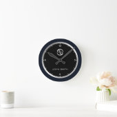 Elegant Dark Blue Lijst Zodiab Sign Name Custom Ronde Klok (Huis)