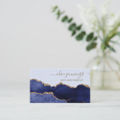 Elegant Dark Blue Marble Agate Visitekaartje (Staand voorkant)