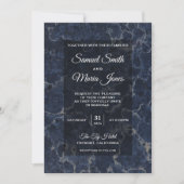 Elegant Dark Blue Marble Wedding Invitation Kaart (Voorkant)