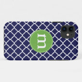 Elegant Dark Blue Moroccan Quatrefoil gepersonalis Case-Mate iPhone Case (Achterkant (horizontaal))