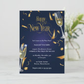 Elegant Dark Blue New Years Eve Party Kaart (Staand voorkant)