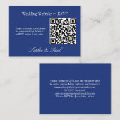 Elegant Dark Blue QR Code Website RSVP Card Informatiekaartje (Voorkant / Achterkant)
