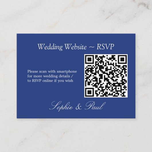 Elegant Dark Blue QR Code Website RSVP Card Informatiekaartje (Voorkant)