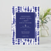Elegant Dark Blue Shibori Tie Dye Wedding Kaart (Staand voorkant)